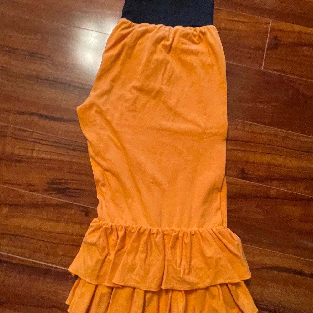 Orange women’s 2 layer ruffle pants